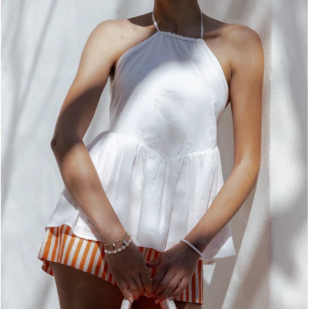 Halterneck Top - White, XS